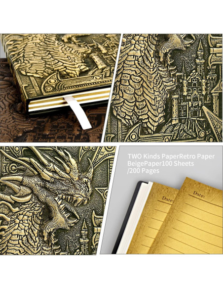 Cuaderno DND Dragón Bronce A5 con Bolígrafo y Funda