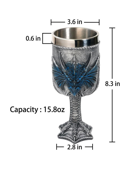 Cáliz Grande Dragón Azul Medieval Alikiki - 0.47L