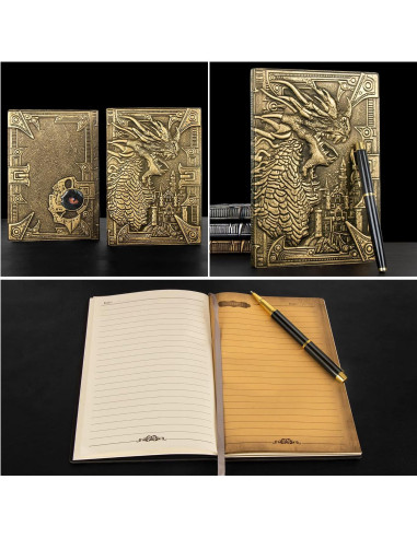 Cuaderno DND Dragón Bronce A5 con Bolígrafo y Funda