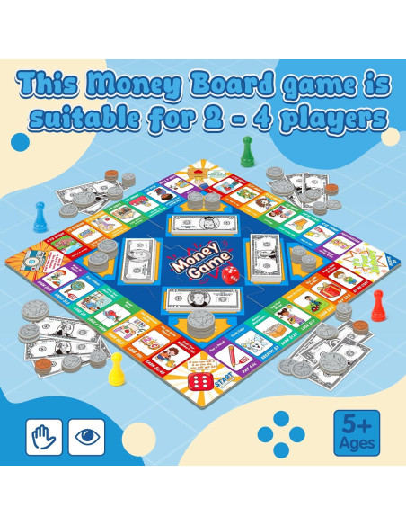 Juego de mesa de dinero Torlam para niños - Aprendizaje matemático Juego de mesa de dinero Torlam para niños - Aprendizaje matemático