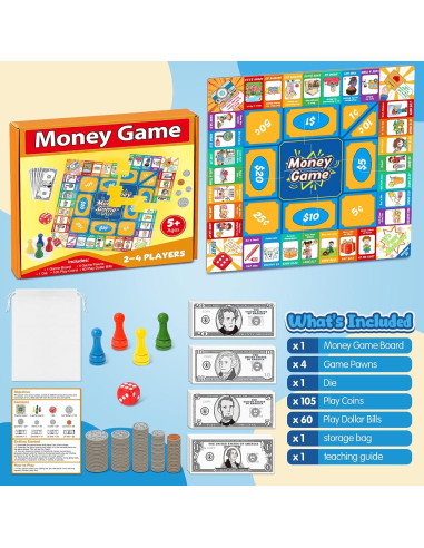 Juego de mesa de dinero Torlam para niños - Aprendizaje matemático