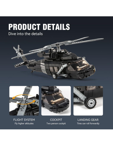 Helicóptero Black Hawk DAHONPA 692 Piezas Juguete Educativo