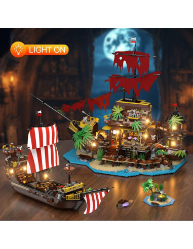 Juego de Construcción Barco Pirata INSOON 1854 Piezas LED