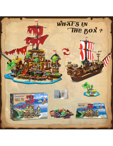 Juego de Construcción Barco Pirata INSOON 1854 Piezas LED