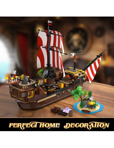 Juego de Construcción Barco Pirata INSOON 1854 Piezas LED