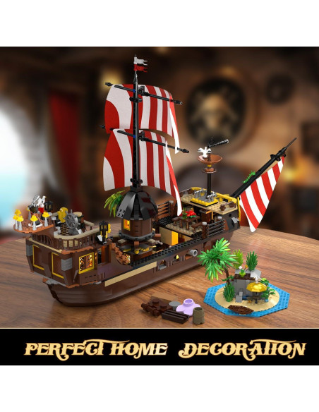 Juego de Construcción Barco Pirata INSOON 1854 Piezas LED