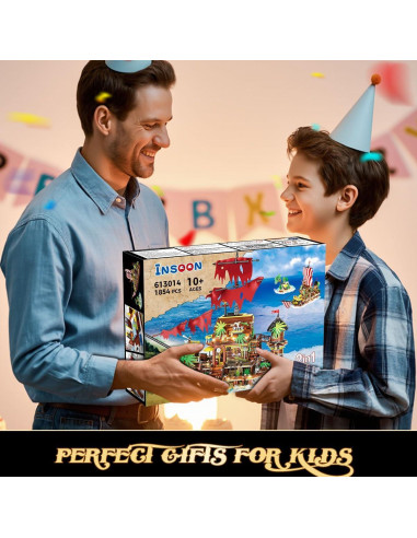 Juego de Construcción Barco Pirata INSOON 1854 Piezas LED