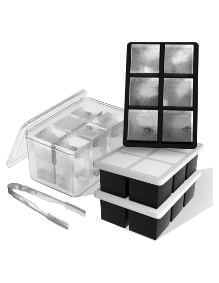 Bandeja de Hielo Grande Samuelworld 6 Cubos 5 Piezas con Tapa