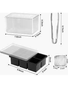 Bandeja de Hielo Grande Samuelworld 6 Cubos 5 Piezas con Tapa 2
