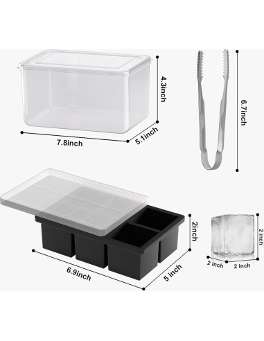 Bandeja de Hielo Grande Samuelworld 6 Cubos 5 Piezas con Tapa