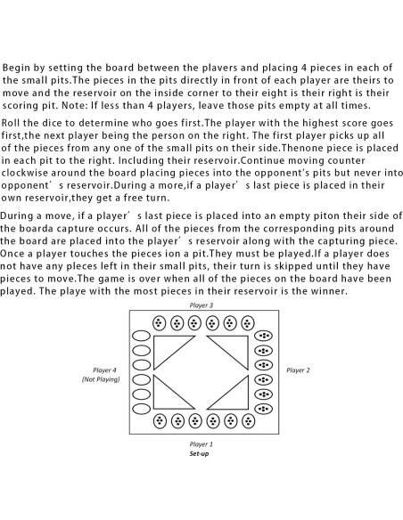 Juego de Mesa Mancala GSE Roble Plegable para 4 Jugadores