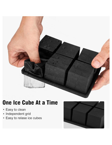 Bandeja de Hielo Grande Samuelworld 6 Cubos 5 Piezas con Tapa