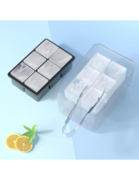 Bandeja de Hielo Grande Samuelworld 6 Cubos 5 Piezas con Tapa