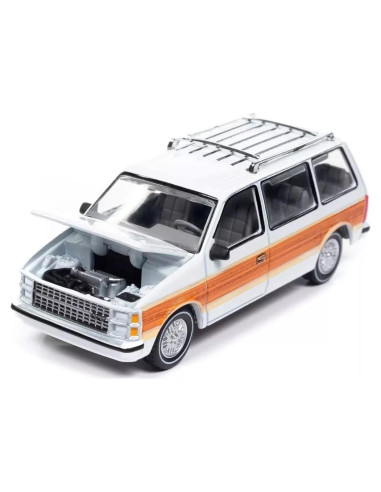 Caravana 1985 Auto World 1/64 Diecast Blanca con Madera