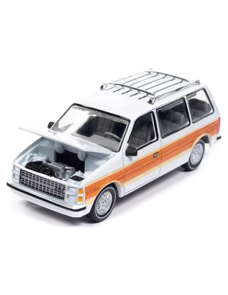 Caravana 1985 Auto World 1/64 Diecast Blanca con Madera