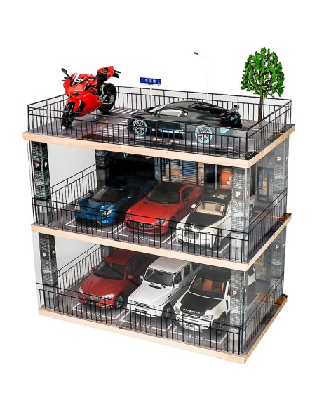 Vitrina Acrílica Kivcmds 1:24 Estacionamiento 3 Niveles