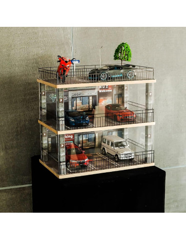 Vitrina Acrílica Kivcmds 1:24 Estacionamiento 3 Niveles