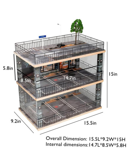 Vitrina Acrílica Kivcmds 1:24 Estacionamiento 3 Niveles