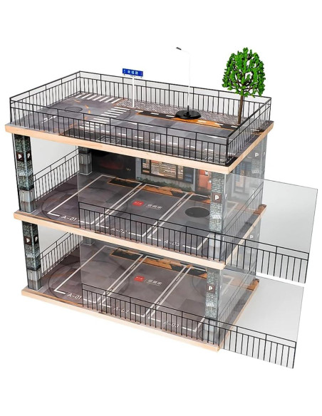 Vitrina Acrílica Kivcmds 1:24 Estacionamiento 3 Niveles