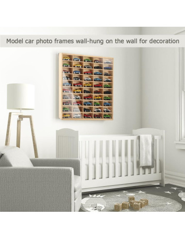 Caja de Exhibición de Madera para 50 Mini Autos 1:64