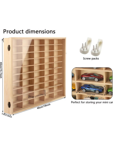 Caja de Exhibición de Madera para 50 Mini Autos 1:64