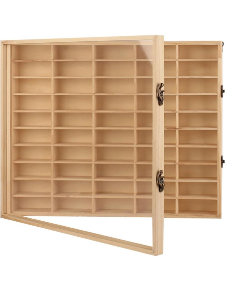 Caja de Exhibición de Madera para 50 Mini Autos 1:64