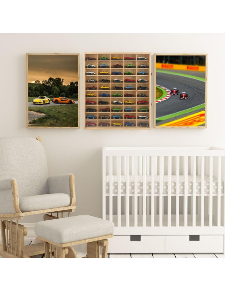 Caja de Exhibición de Madera para 50 Mini Autos 1:64