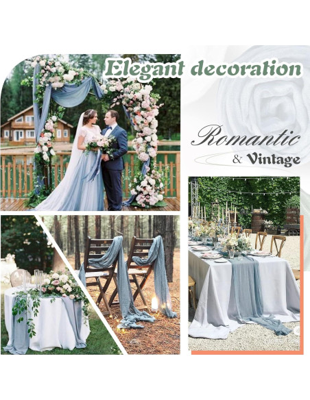 Caminito de Mesa Boho Azul Polvoriento 120" - 6 Piezas