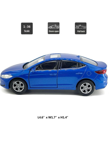 Coche Juguete Hyundai Elantra 1:36 Metal Diecast Azul