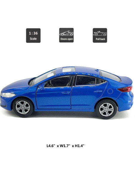 Coche Juguete Hyundai Elantra 1:36 Metal Diecast Azul