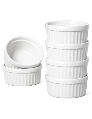 Ramekins de Cerámica LE TAUCI 4 oz Juego de 6 Blanco