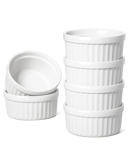 Ramekins de Cerámica LE TAUCI 4 oz Juego de 6 Blanco