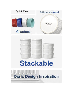 Ramekins de Cerámica LE TAUCI 4 oz Juego de 6 Blanco 2