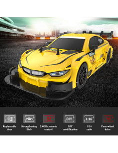 Coche RC Drift Hylukon 4WD 1:16 40KM/H con Luces LED 2