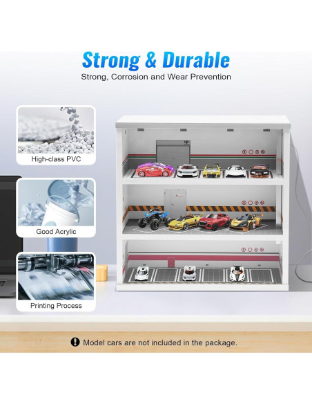 Estuche de exhibición SODONAD 3 capas para autos 1:64 con LED