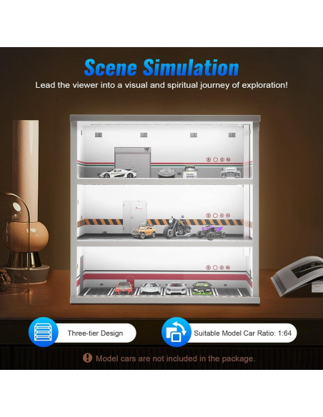 Estuche de exhibición SODONAD 3 capas para autos 1:64 con LED