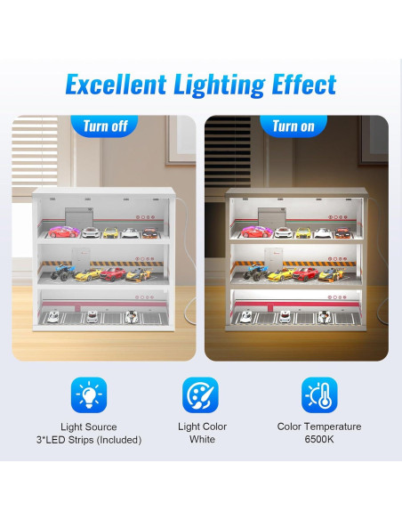 Estuche de exhibición SODONAD 3 capas para autos 1:64 con LED