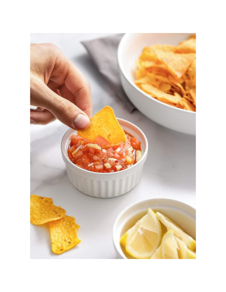 Ramekins de Cerámica LE TAUCI 4 oz Juego de 6 Blanco