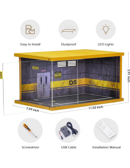 Estuche de exhibición Hot Wheels modelo garaje LED 1/24