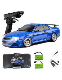 Coche RC Drift GTR R34 1:18 Moonzeamus Azul