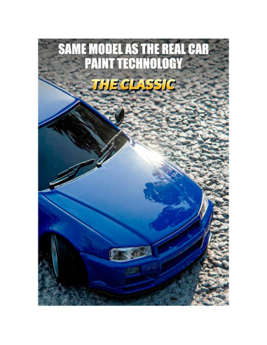 Coche RC Drift GTR R34 1:18 Moonzeamus Azul