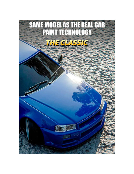 Coche RC Drift GTR R34 1:18 Moonzeamus Azul Coche RC Drift GTR R34 1:18 Moonzeamus Azul