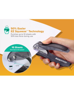 Perforadora Bostitch EZ Squeeze 1 Agujero - Paquete de 3, 10 Hojas 2