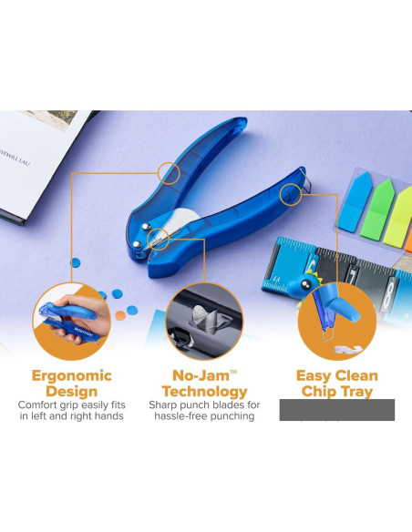 Perforadora Bostitch EZ Squeeze 1 Agujero - Paquete de 3, 10 Hojas