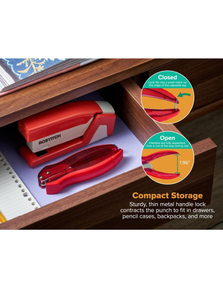 Perforadora Bostitch EZ Squeeze 1 Agujero - Paquete de 3, 10 Hojas