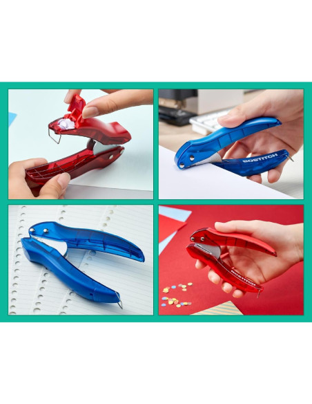 Perforadora Bostitch EZ Squeeze 1 Agujero - Paquete de 3, 10 Hojas