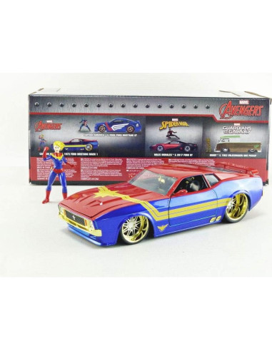 Coche de metal Jada 1:24 Ford Mustang Mach 1 1973 Capitán Marvel