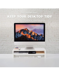 Soporte para Monitor BEYGORM Blanco 55x20x13.5 cm 2 Niveles 2