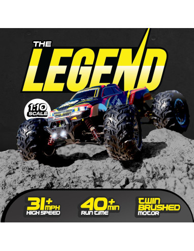 Coche RC LAEGENDARY 1:10 Todo Terreno 4x4 Rojo Negro