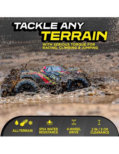 Coche RC LAEGENDARY 1:10 Todo Terreno 4x4 Rojo Negro